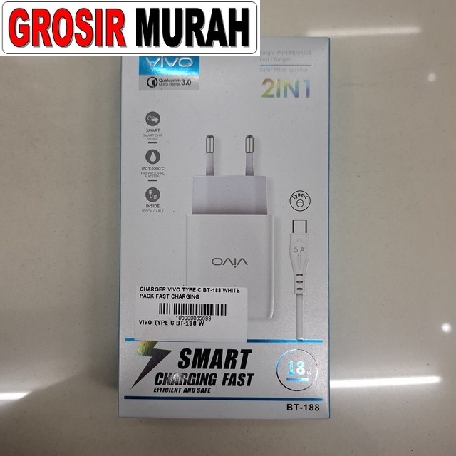Charger Vivo Type C Bt-188 White Pack Fast Charging