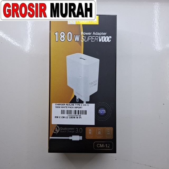 Charger Realme Type C CM-12 180W White Pack Import