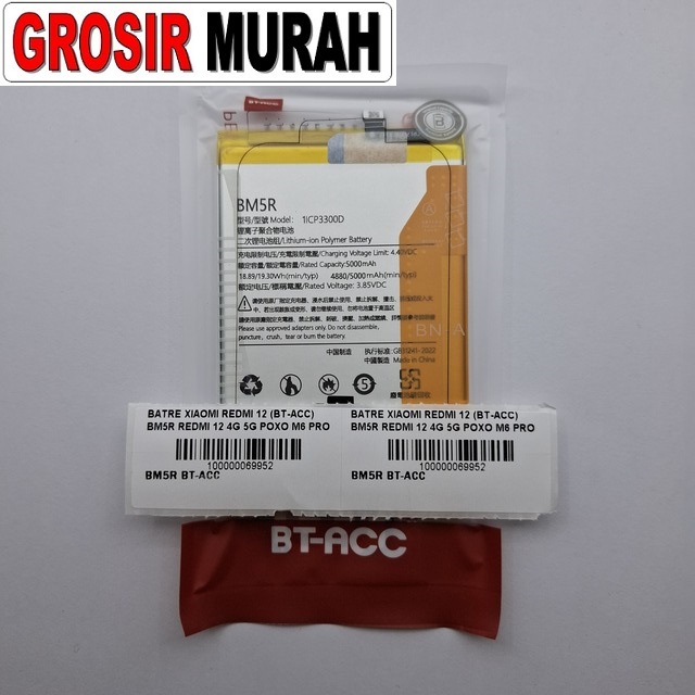 Batre Xiaomi Redmi 12 Bt-Acc Bm5R Redmi 12 4G 5G Poxo M6 Pro 5G