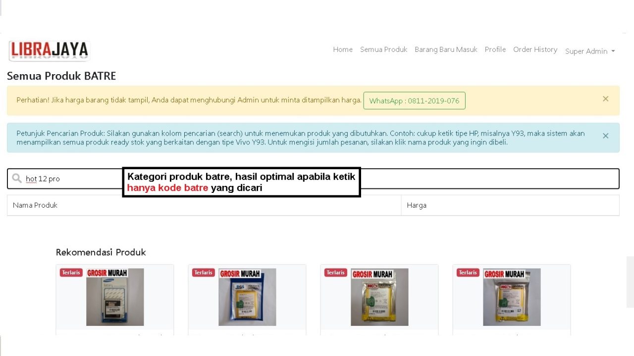 Cara mencari baterai HP menggunakan kode baterai