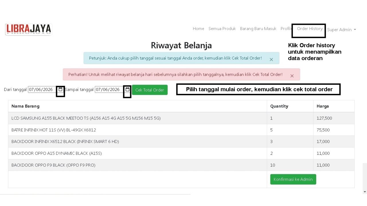 Cek order history Librajaya