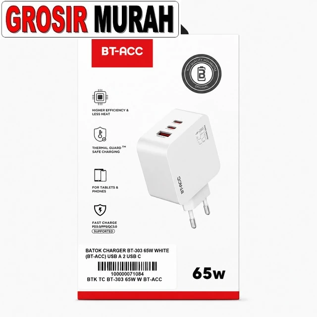 Batok Charger BT-303 65W BT-ACC USB-A 2 USB-C