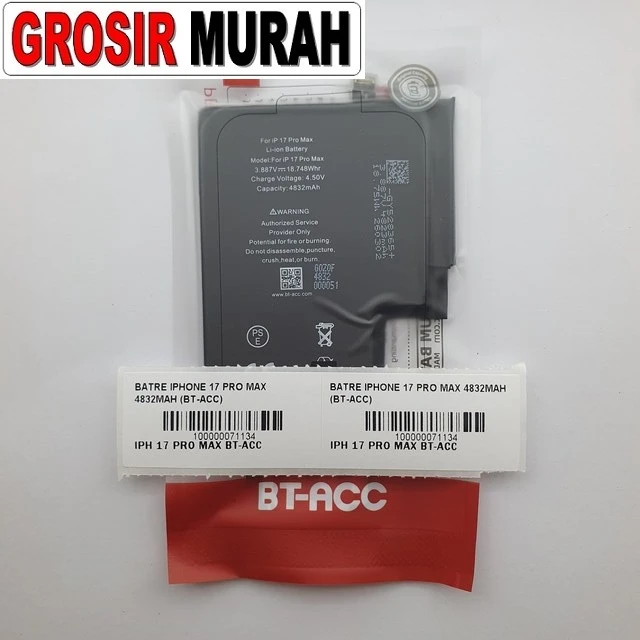 Batre iPhone 17 Pro Max BT-ACC 4832mAh