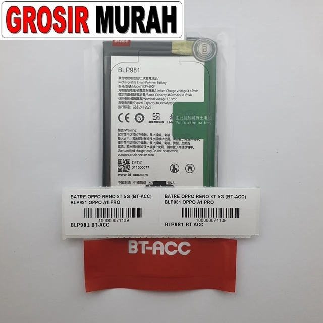 Batre Oppo Reno 8T 5G BT-ACC BLP981 Oppo A1 Pro