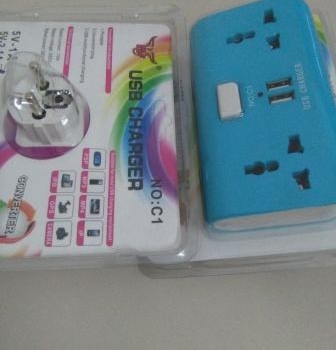 CHARGER 2 COLOKAN LISTRIK + 2 PORT USB 2.1A NON KABEL