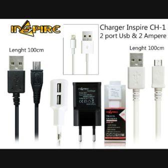 CHARGER INSPIRE CH1 COLOKAN MICRO USB2 PORT USB 2A