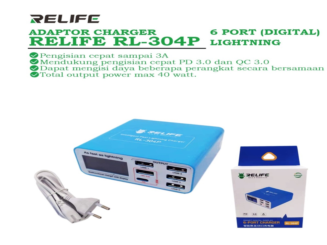 BATOK-CHARGER-RELIFE-RL-304P-6-PORT-DIGITAL-LIGHTNING