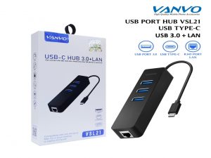 USB HUB VANVO VSL21 TYPE C-3 USB-RJ45 PORT LAN