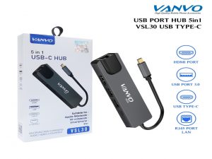 USB HUB VANVO VSL30 TYPE C-5 IN 1-HDMI-2 USB-RJ45 PORT LAN