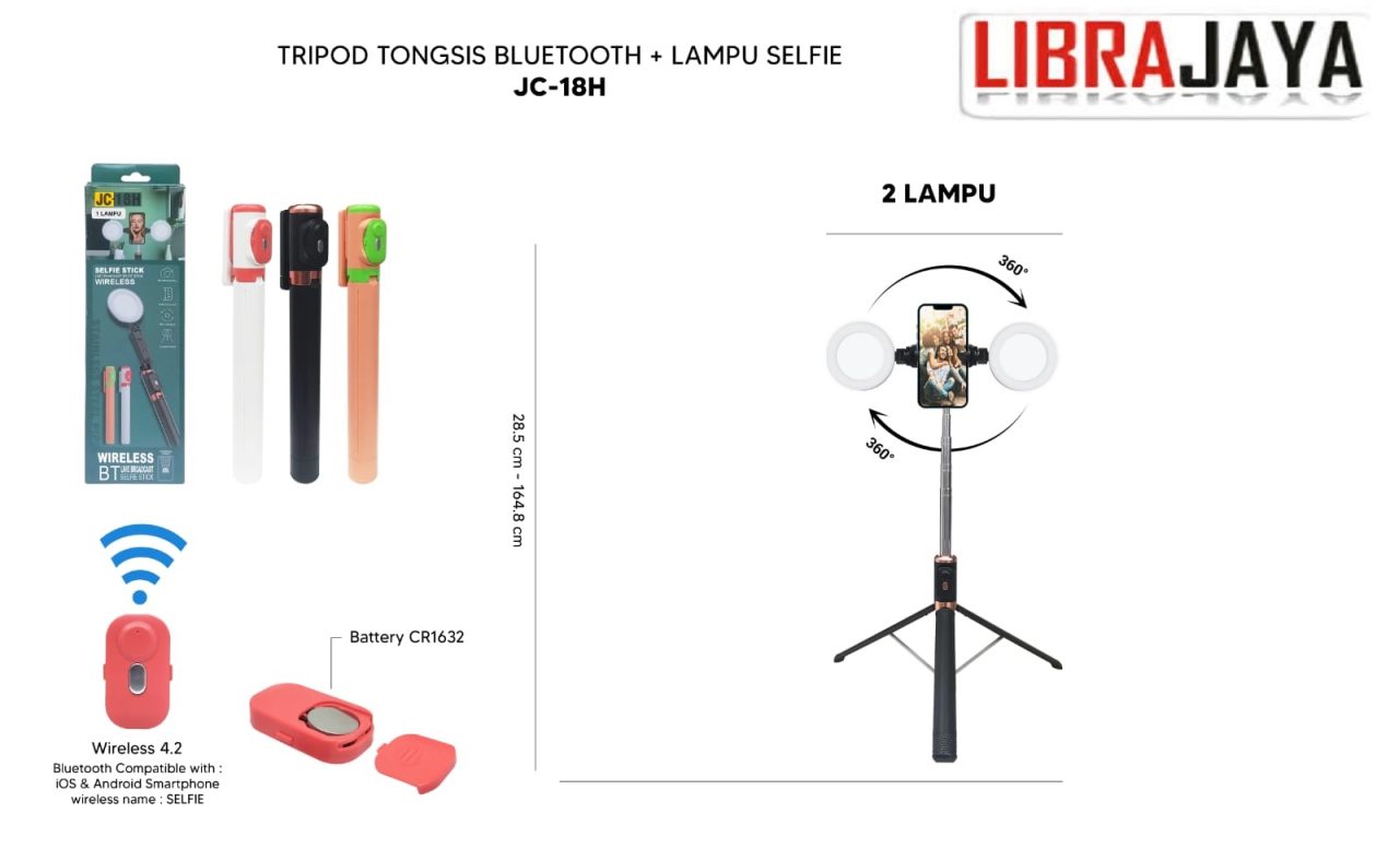 TONGSIS TRIPOD BLUETOOTH JC-18H 2 LAMPU