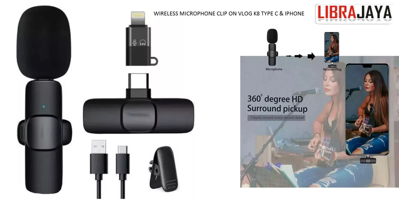 WIRELESS MICROPHONE CLIP ON VLOG K8 TYPE C IPHONE