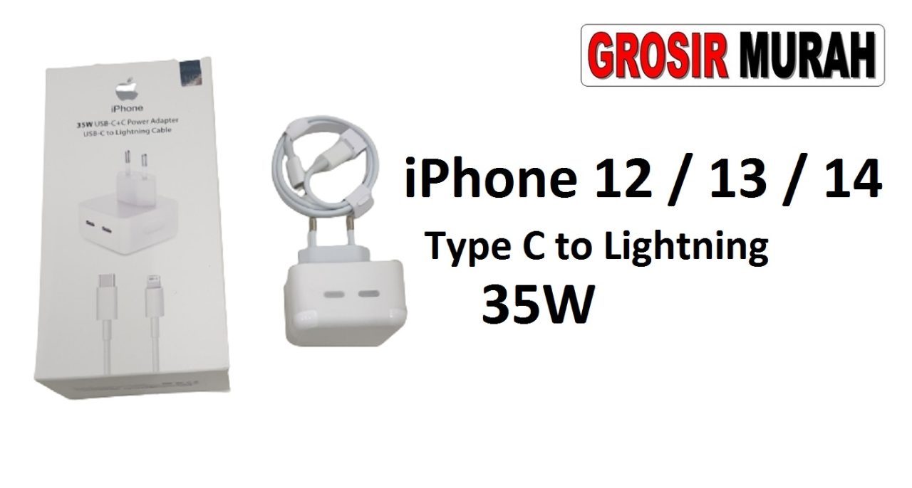 CHARGER IPHONE 12 WHITE 35W TYPE C TO LIGHTNING IPHONE 13 IPHONE 14 Adaptor Charge Fast Charging Casan Spare Part Grosir Sparepart hp