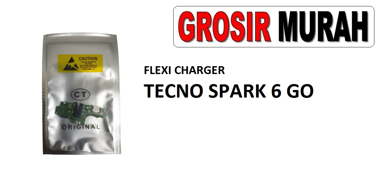 FLEKSIBEL CHARGER TECNO SPARK 6 GO CON HF MIC Flexible Flexibel Papan Cas Charging Port Dock Flex Cable Spare Part Grosir Sparepart hp
