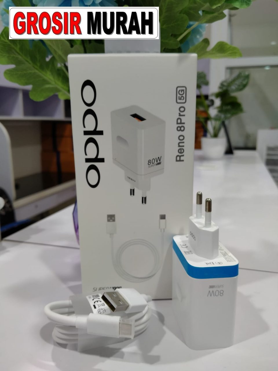 CHARGER OPPO TYPE C VC88JAEH 80W WHITE ORI 100% PACK SUPER VOOC Adaptor Charge Fast Charging Casan Spare Part Grosir Sparepart hp