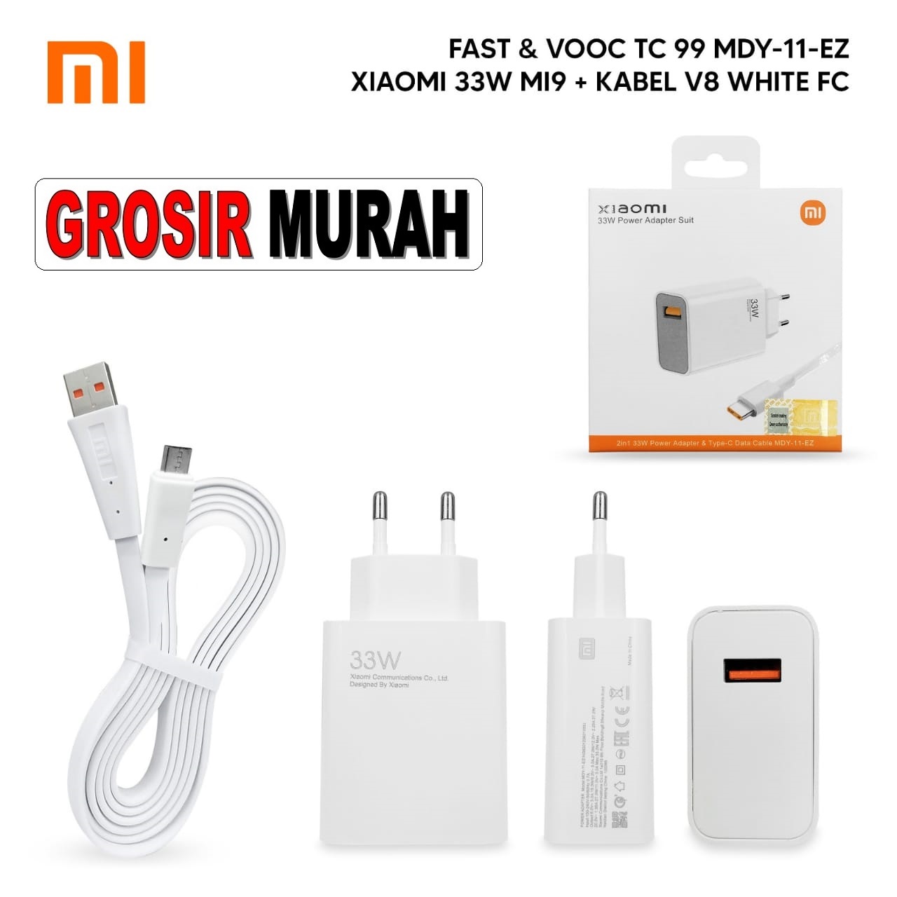 CHARGER XIAOMI MICRO MDY-11-EZ 33W WHITE ORI 99% PACK FAST CHARGING Adaptor Charge Fast Charging Casan Spare Part Grosir Sparepart hp
