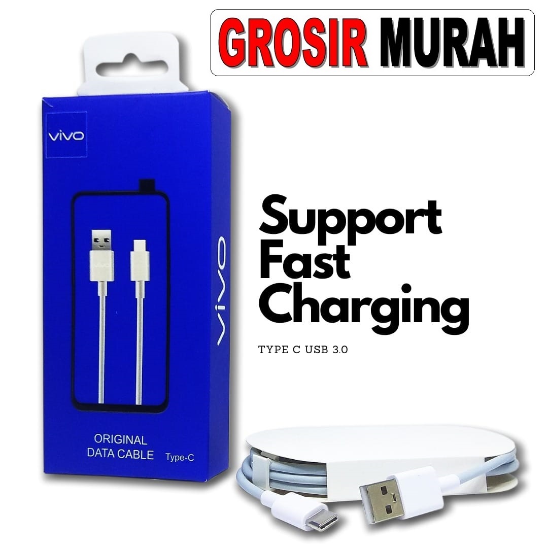 KABEL DATA VIVO TYPE C 2A WHITE ORI 100% PACK FAST CHARGING Data Cable Charge Fast Charging Usb Type C Super Vooc Spare Part Grosir Sparepart hp