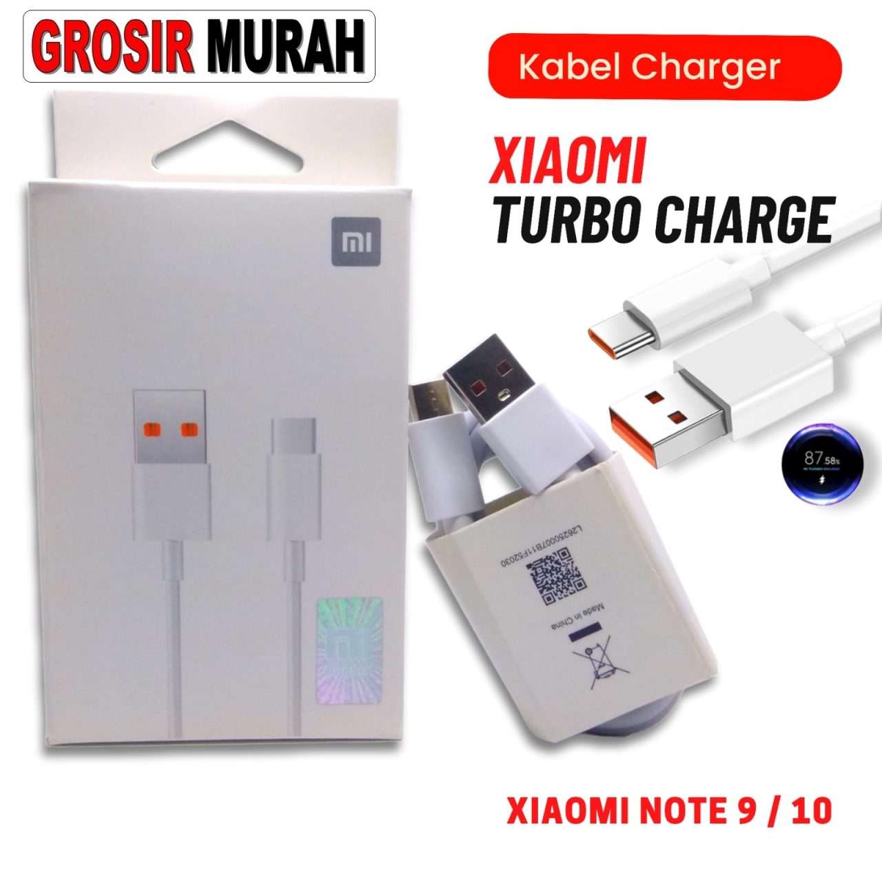 KABEL DATA XIAOMI REDMI NOTE 9 TYPE C WHITE ORI 100% PACK REDMI NOTE 10 Data Cable Charge Fast Charging Usb Type C Super Vooc Spare Part Grosir Sparepart hp
