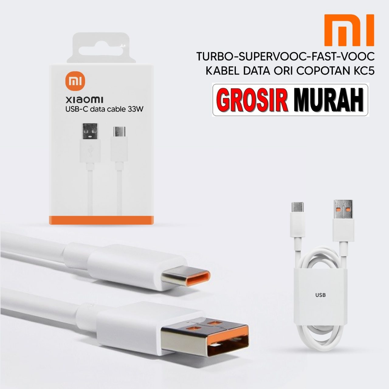 KABEL DATA XIAOMI TYPE C 33W KC5 Data Cable Charge Fast Charging Usb Type C Super Vooc Spare Part Grosir Sparepart hp