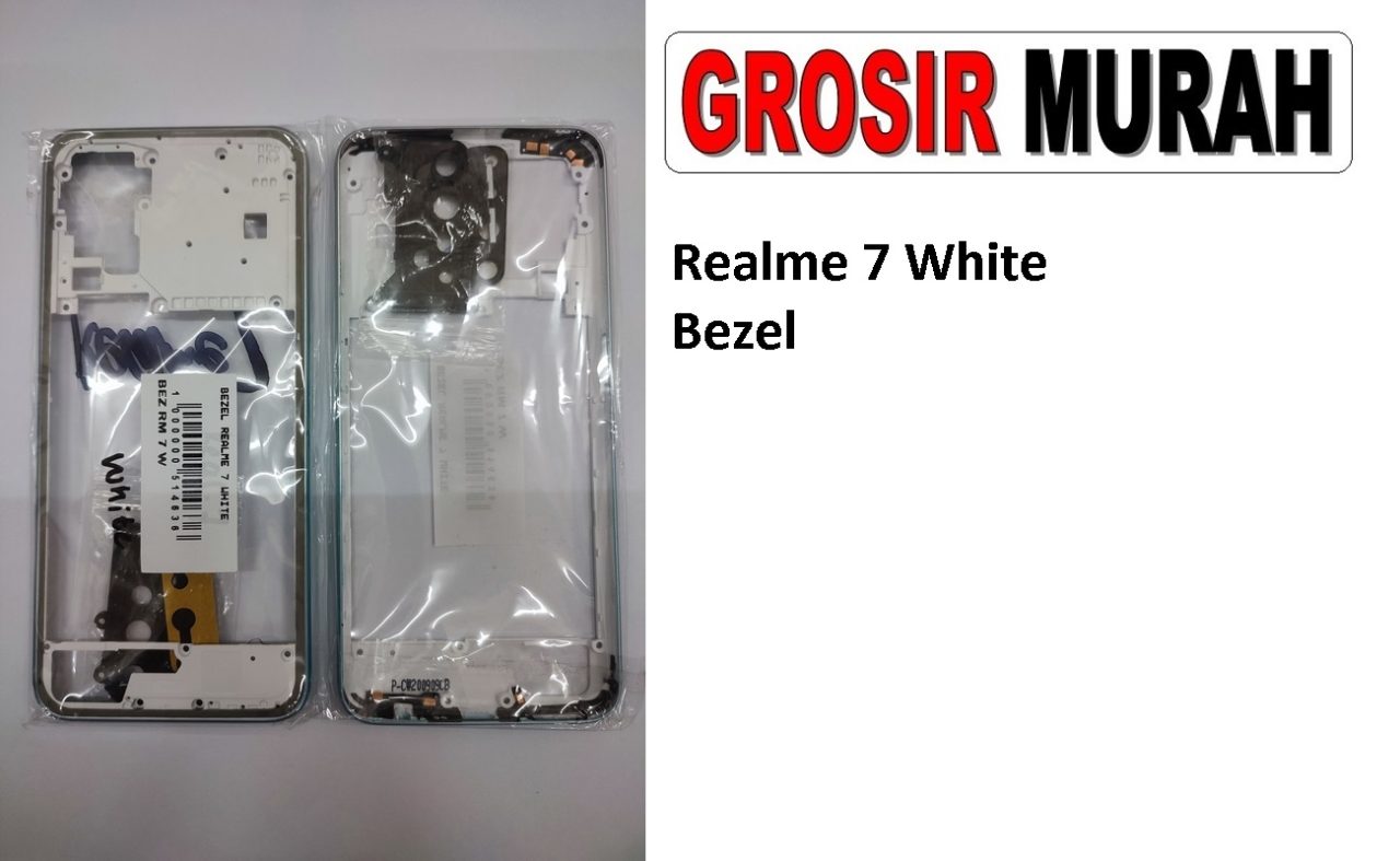 Realme 7 White Front Housing Middle Frame Bezel Plate Tutup Mesin Bazel Spare Part Grosir Sparepart hp

