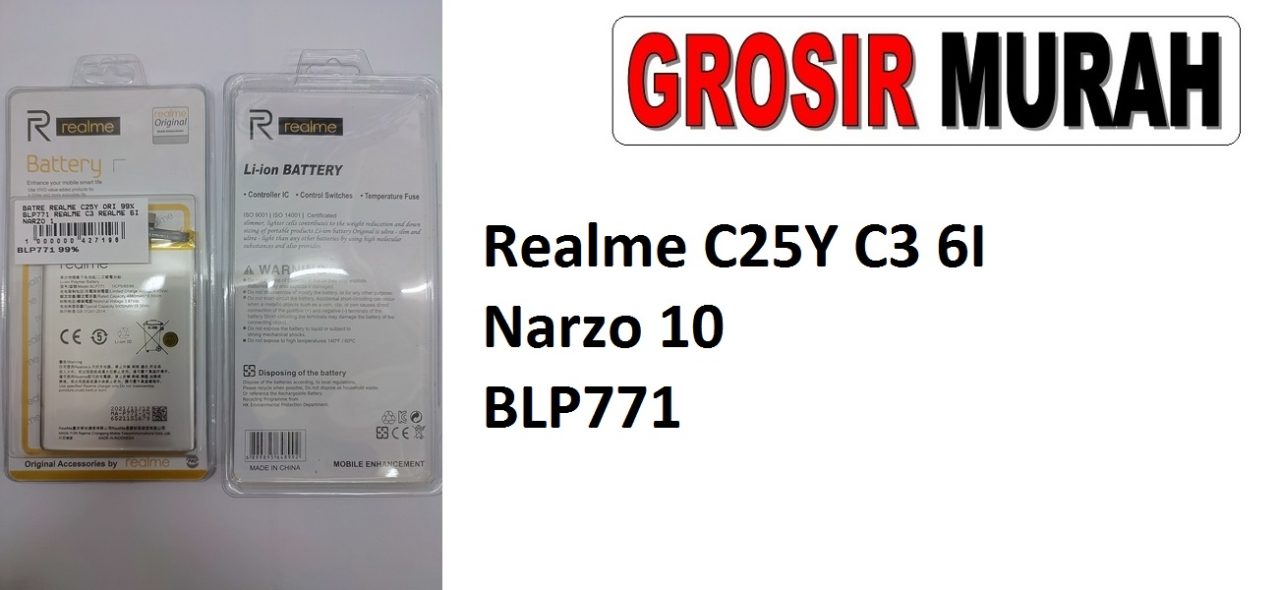 Realme C25Y C3 6I Narzo 10 BLP771 Baterai Sparepart hp Batre Realme Battery Grosir
