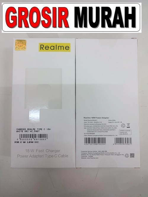 Realme Charger Type C 18W Sparepart Hp Realme Type C Adaptor Charge Fast Charging Casan
