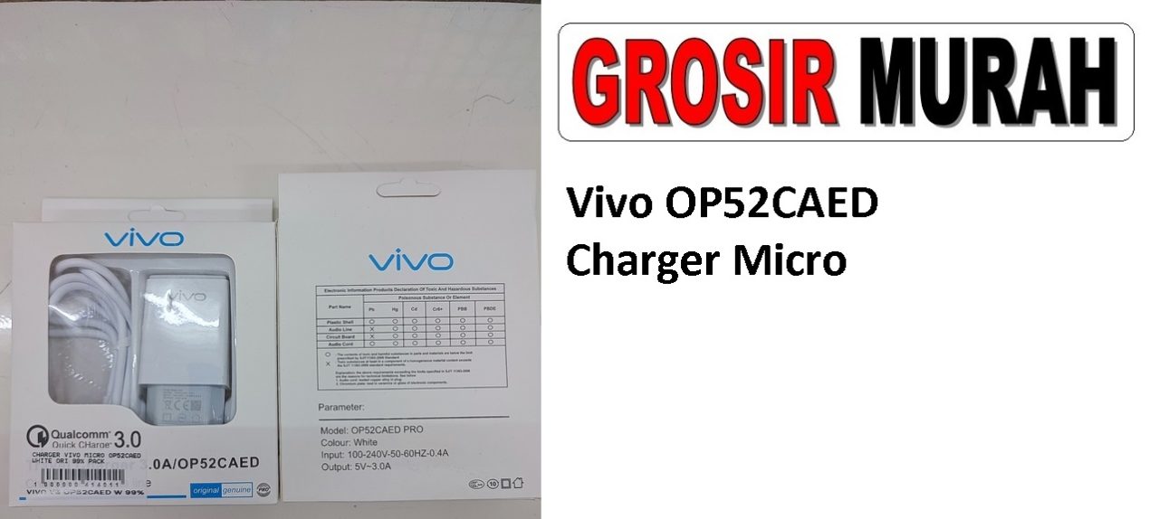 Vivo OP52CAED Sparepart Hp Micro Adaptor Charge Fast Charging Casan
