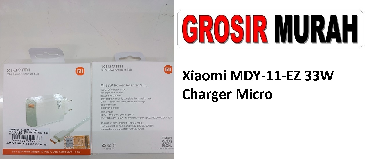 Xiaomi MDY-11-EZ 33W Sparepart Hp Micro Adaptor Charge Fast Charging Casan
