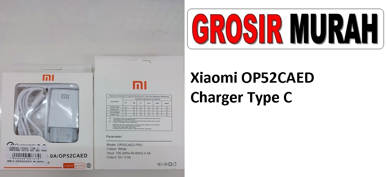 Xiaomi OP52CAED Sparepart Hp Type C Adaptor Charge Fast Charging Casan
