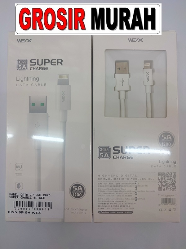 Iphone X025 Super Charge 5A Wex Sparepart Hp Cable Charge Fast Charging Usb Super Vooc Spare Part Hp Grosir
