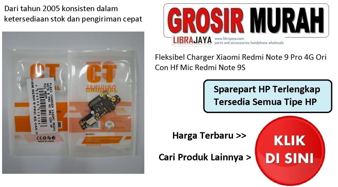 Jual Flexi Charger Xiaomi Redmi Note 9 Pro 4G Redmi Note 9S Ori Fleksibel Flexible Fleksi Flexibel Flex Con Tc Connector Pcb Konektor cas papan charging