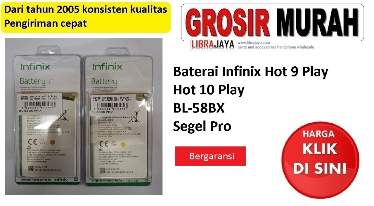 Baterai Infinix Hot 9 Play Hot 10 Play BL-58BX Segel Pro