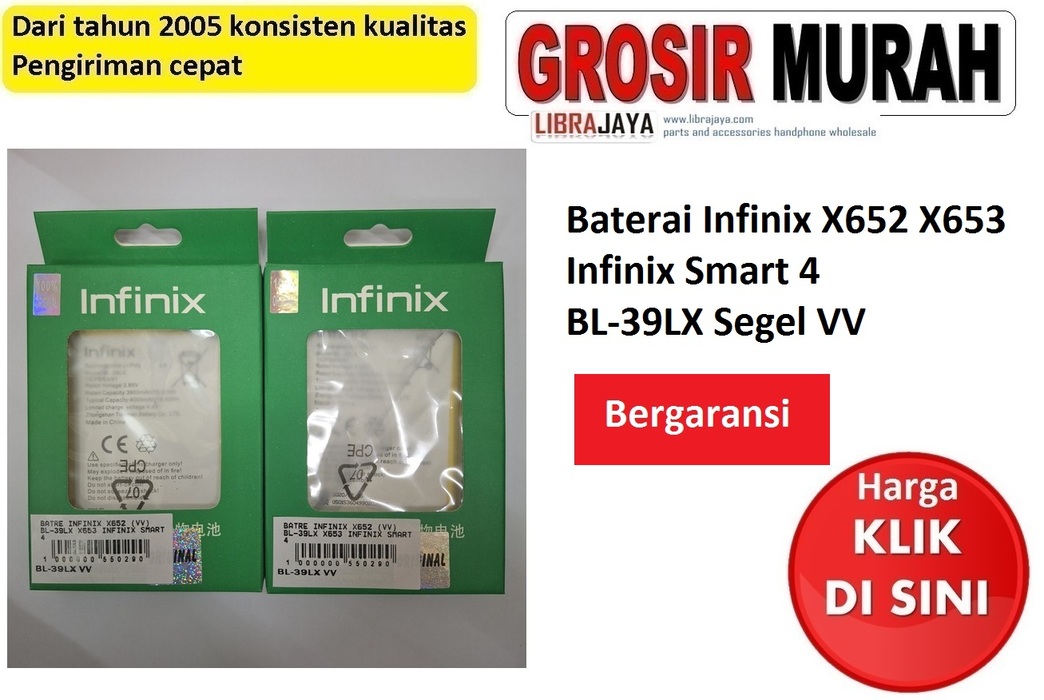 Baterai Infinix X652 X653 Infinix Smart 4 BL-39LX Segel VV bergaransi