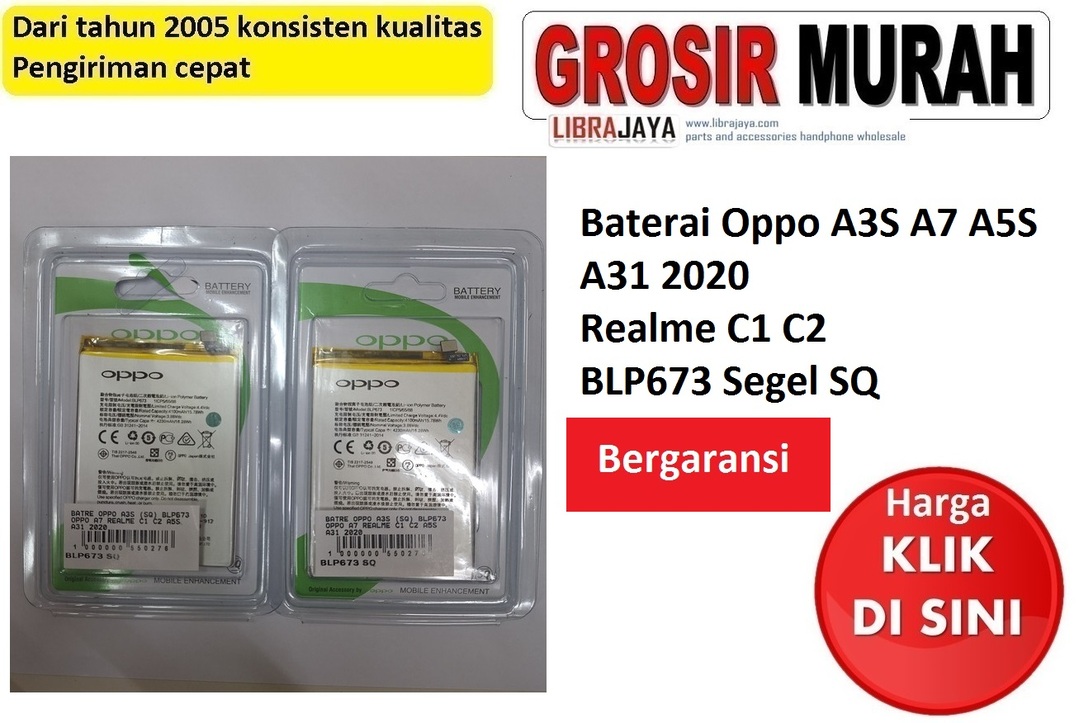 Baterai Oppo A3S | A7 | A5S | A31 2020 | Realme C1 | C2 | BLP673 | Segel SQ | bergaransi