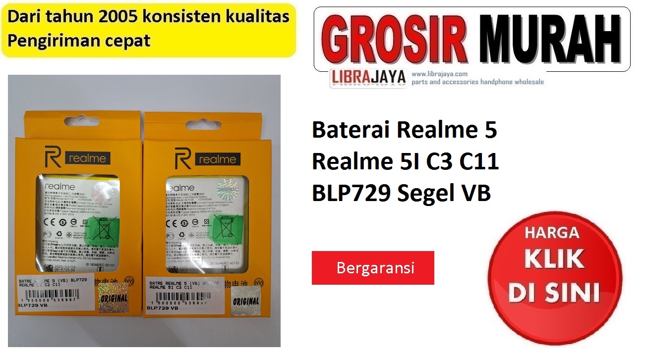 Baterai Realme 5 Realme 5I C3 C11 BLP729 Segel VB | Baterai Realme 5i | Baterai Realme C3 | Baterai Realme C11 | Baterai BLP729 bergaransi