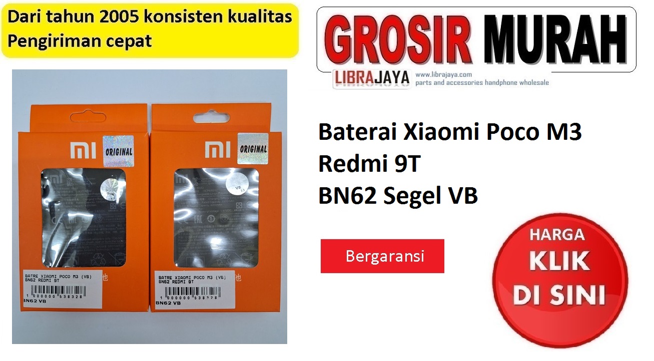 Baterai Xiaomi Poco M3 Redmi 9T BN62 Segel VB