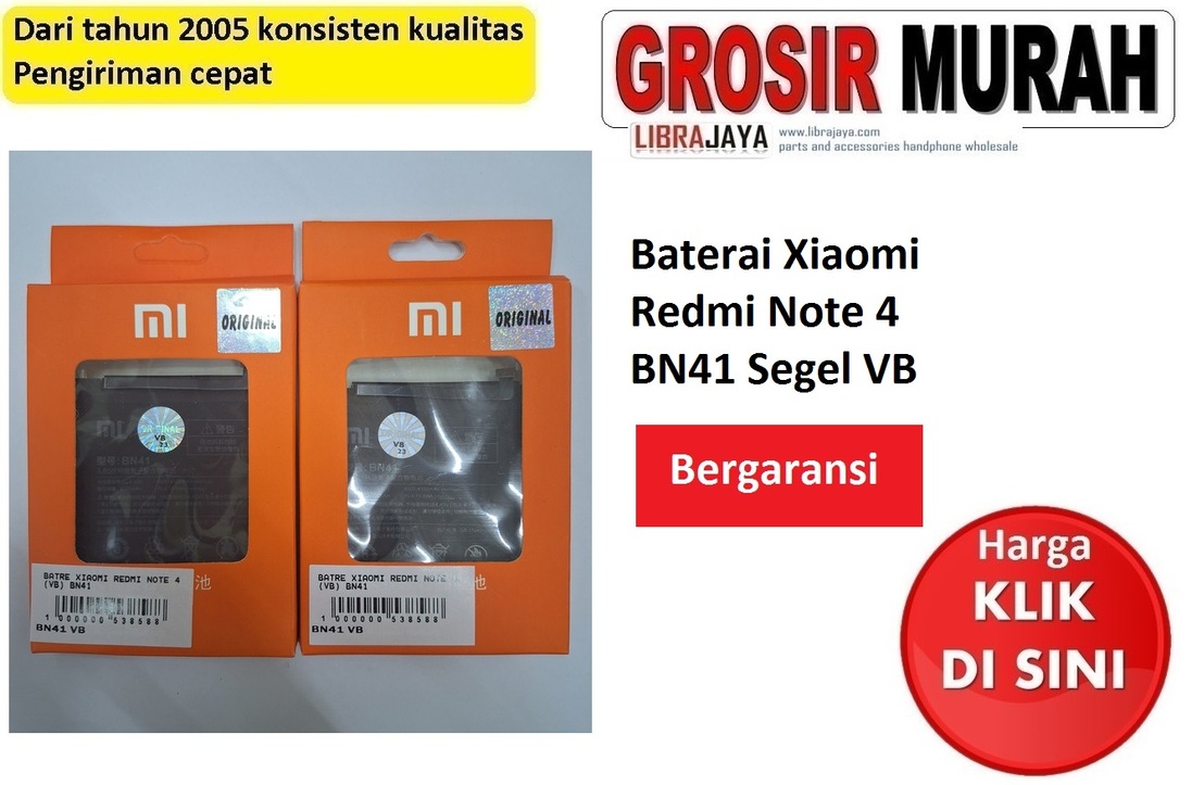 Baterai Xiaomi Redmi Note 4 BN41 Segel VB Bergaransi