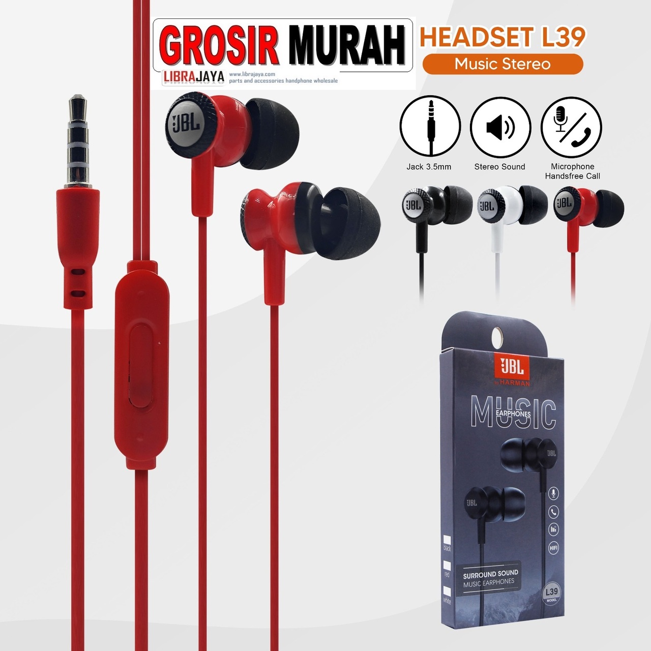 Handsfree L39 | Earphone | Headset | Red