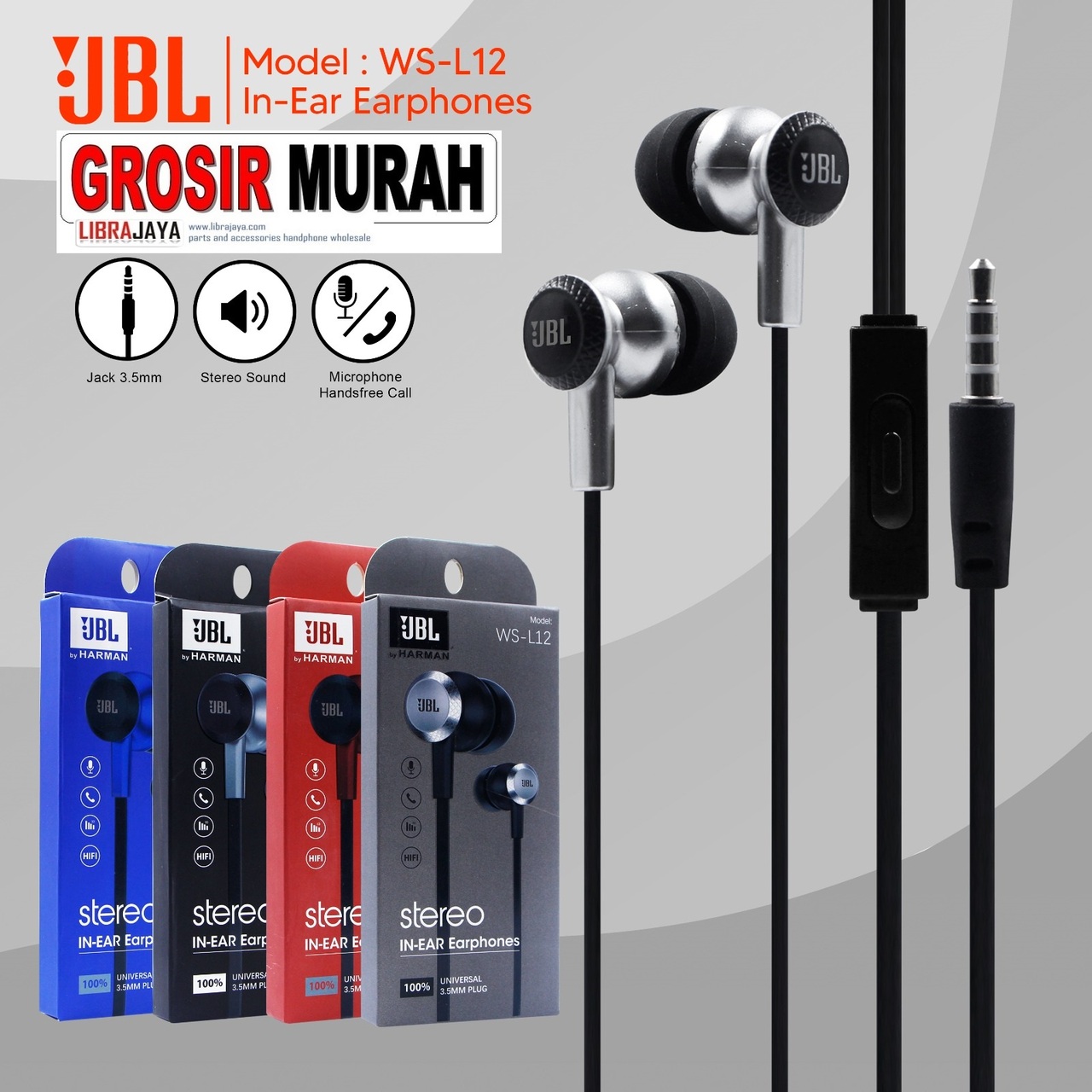 Handsfree WS-L12 | Headset | Earphone | Grey