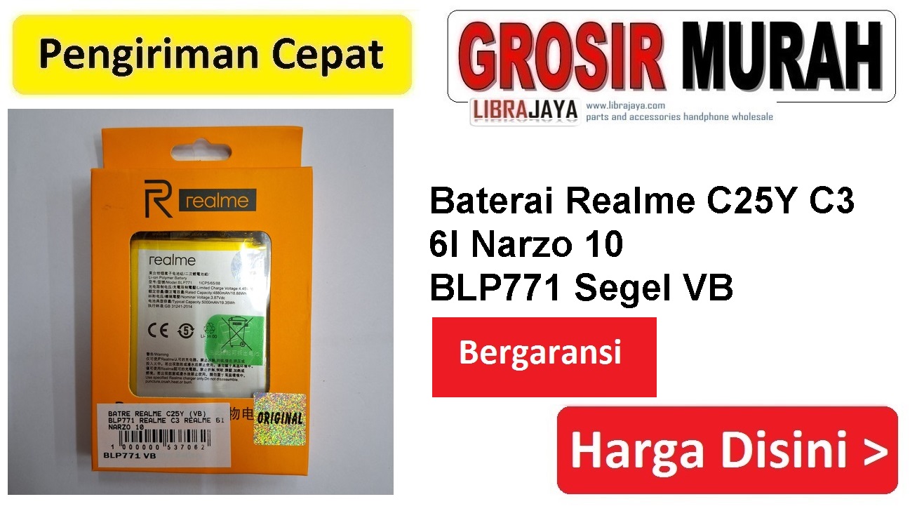 Baterai Realme C25Y C3 6I Narzo 10 BLP771 Segel VB