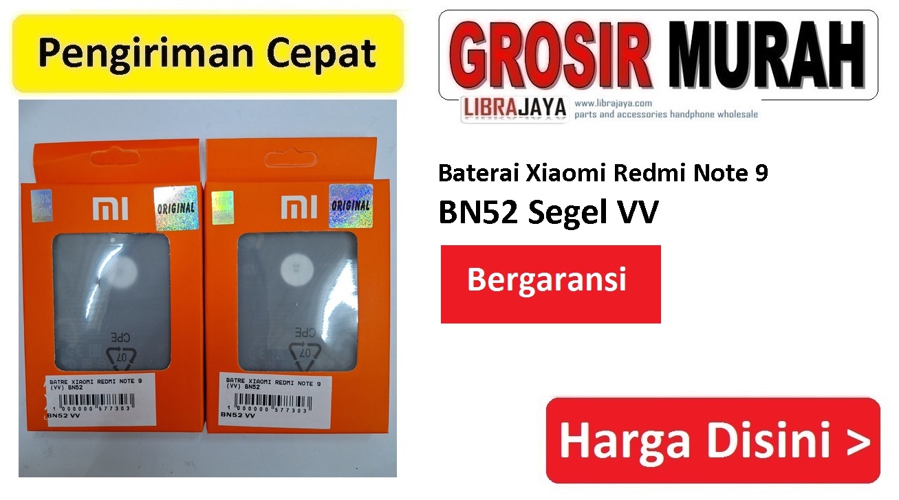 Baterai Xiaomi Redmi Note 9 BN52 Segel VV