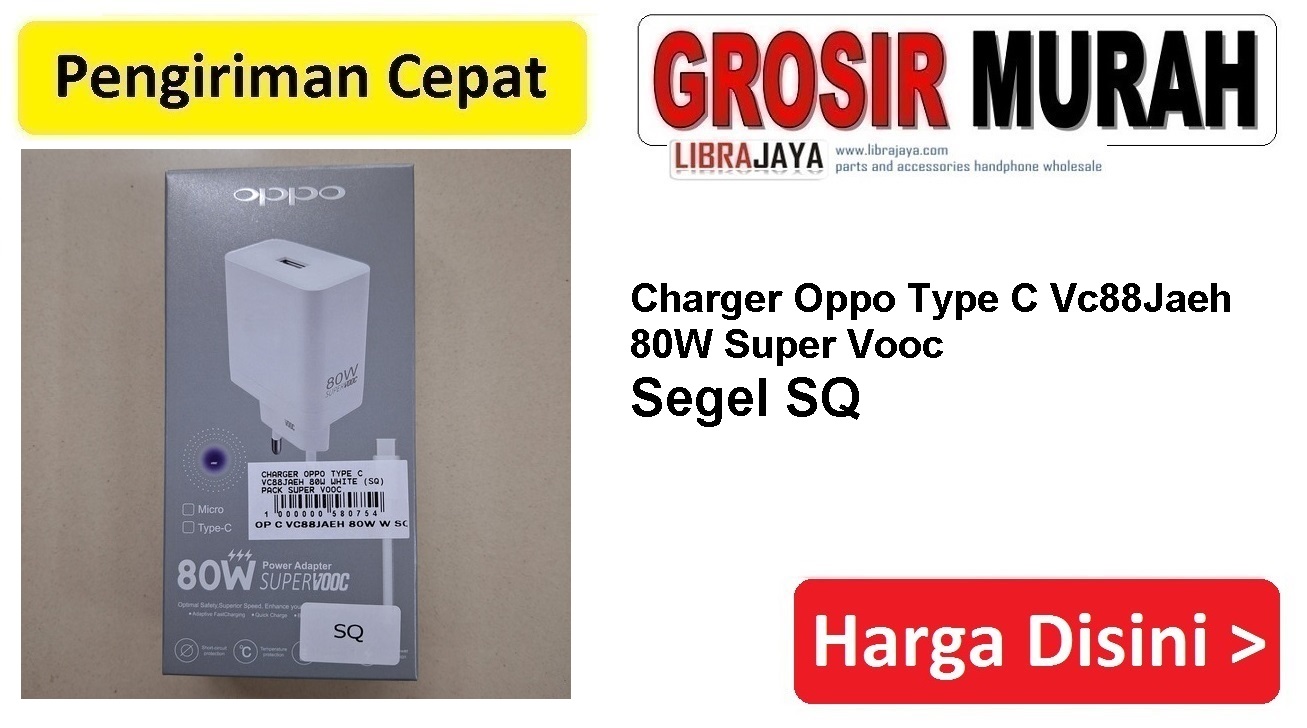 Charger Oppo Type C Vc88Jaeh 80W Super Vooc Segel SQ Tc Casan usb travel charger Spare Part Hp Grosir