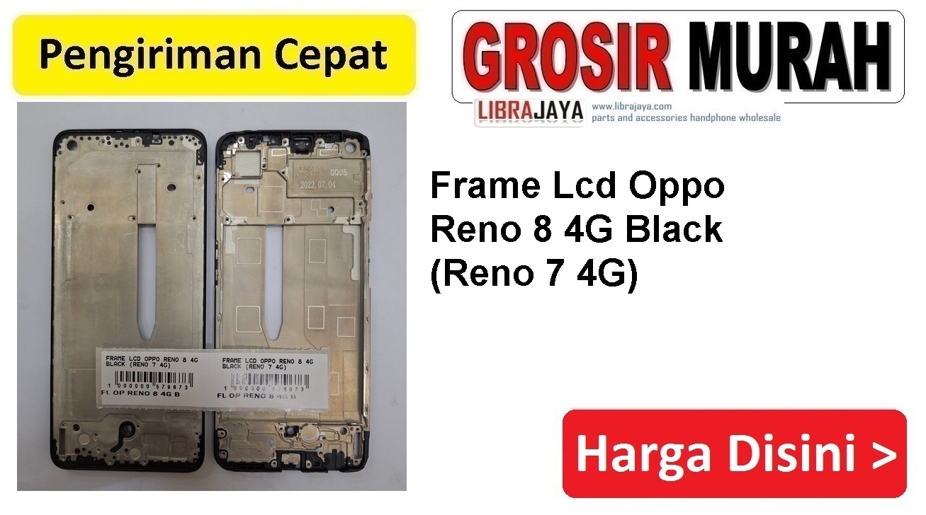 Frame Lcd Oppo Reno 8 4G Black (Reno 7 4G) Middle Frame Front Dudukan Tulang Tengah Bazel lcd Bezel Plate Spare Part Hp Grosir