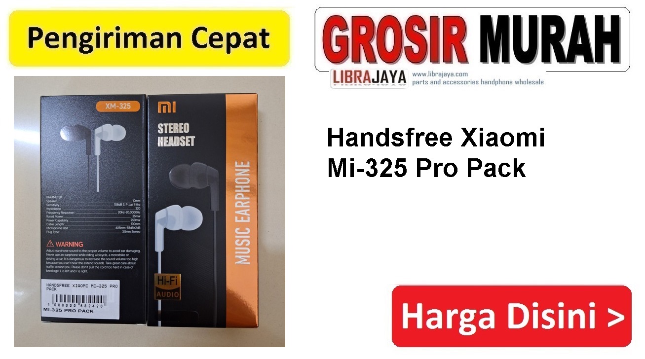 Handsfree Xiaomi Mi-325 Pro Pack Headset Earphone Headphone Premium extra Bass Stereo Bluetooth merk Terbaik Termurah