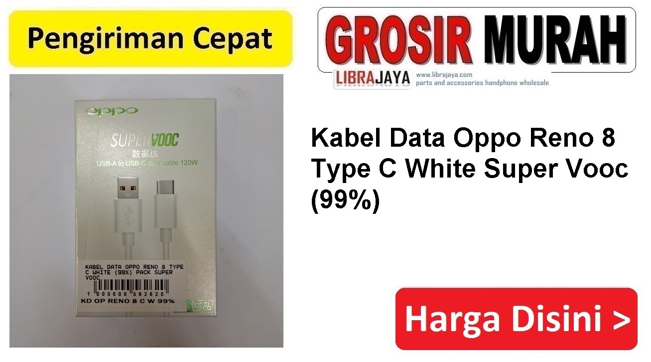 Kabel Data Oppo Reno 8 Type C White (99) Pack Super Vooc
