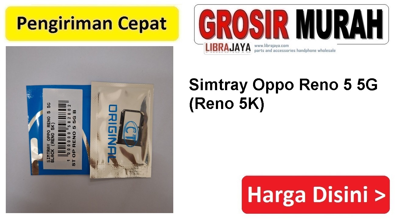 Simtray Oppo Reno 5 5G Black (Reno 5K) Tempat Kartu Simcard Simlock Sim Lock Slot Sim Tray Card Spare Part Hp Grosir