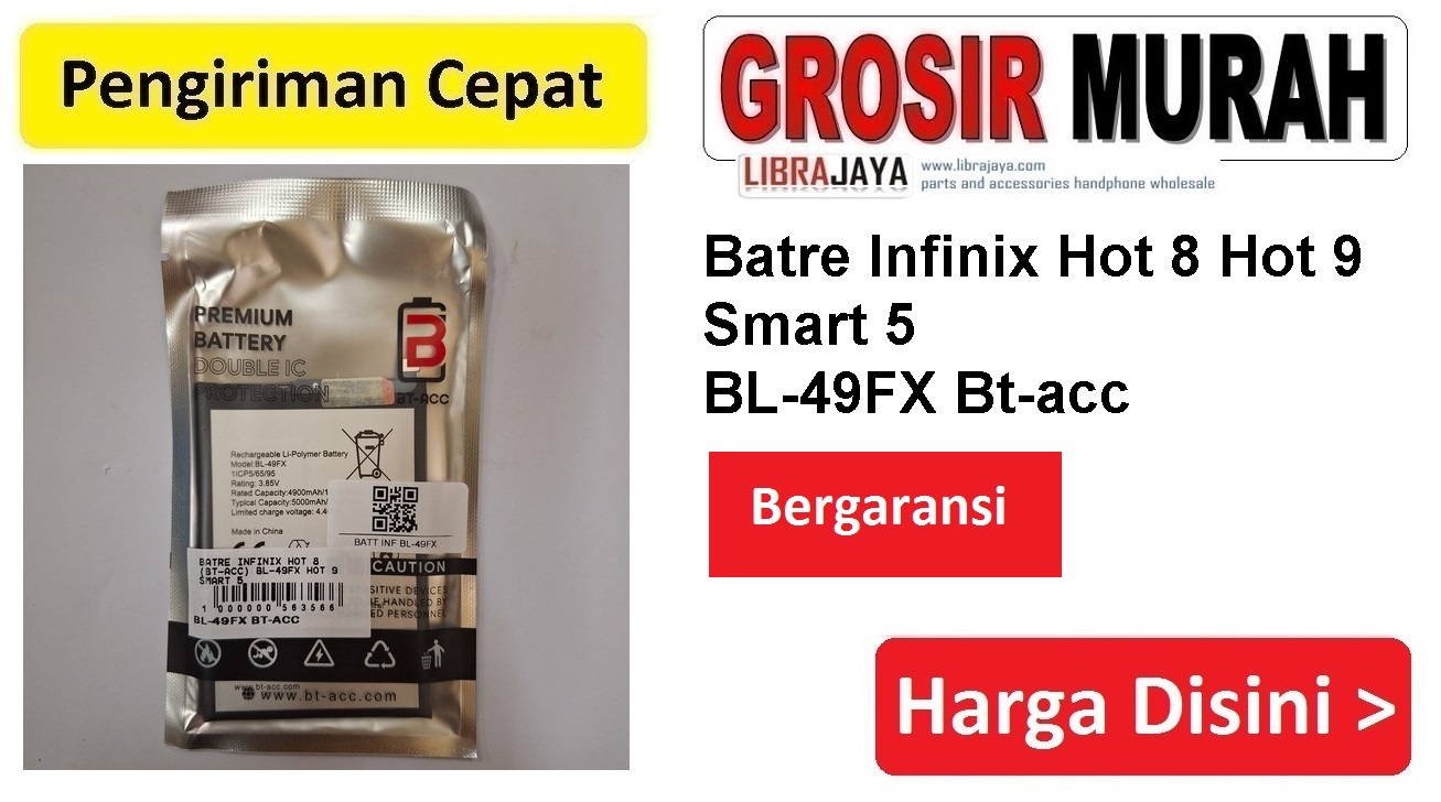 Batre Infinix Hot 8 (Bt-Acc) Bl-49Fx Hot 9 Smart 5 Double Power Ic Protector Baterai Battery Bergaransi Batere Spare Part Hp Grosir