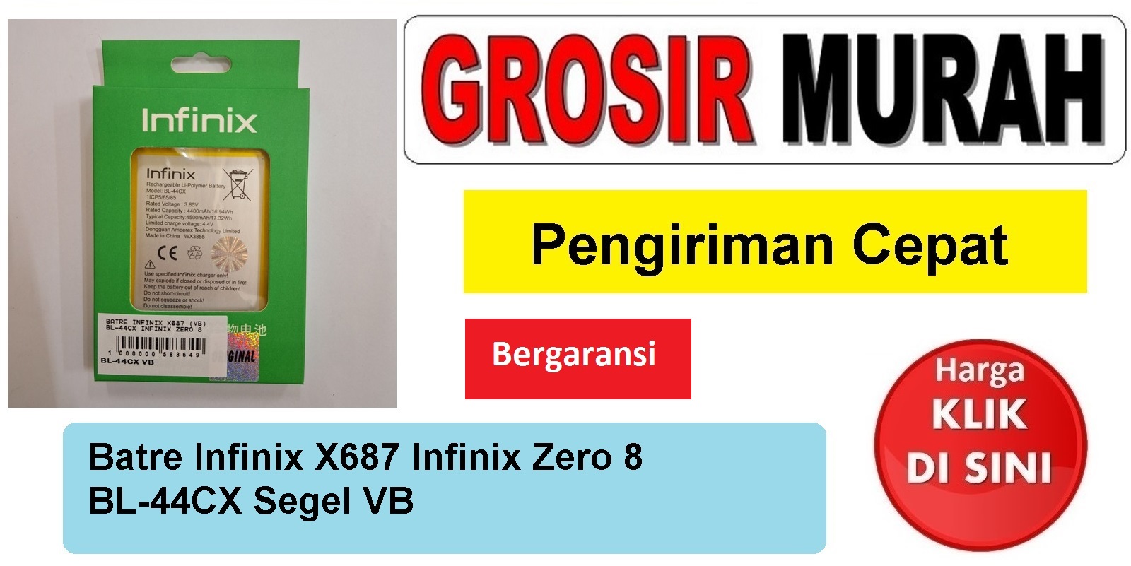 Batre Infinix X687 (Vb) Bl-44Cx Infinix Zero 8 Baterai Battery Bergaransi Batere Spare Part Hp Grosir