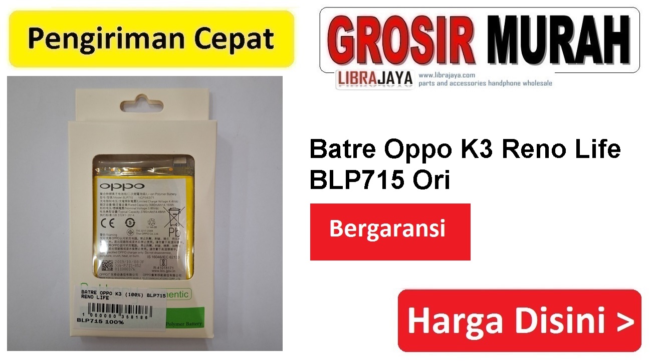 Batre Oppo K3 (Ori) Blp715 Reno Life Baterai Battery Bergaransi Batere Spare Part Hp Grosir