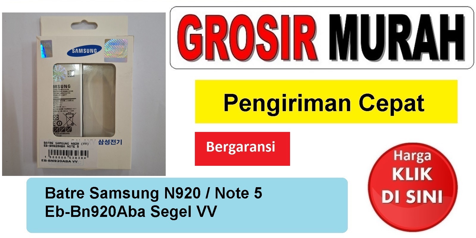 Batre Samsung N920 (Vv) Eb-Bn920Aba Note 5 Baterai Battery Bergaransi Batere Spare Part Hp Grosir