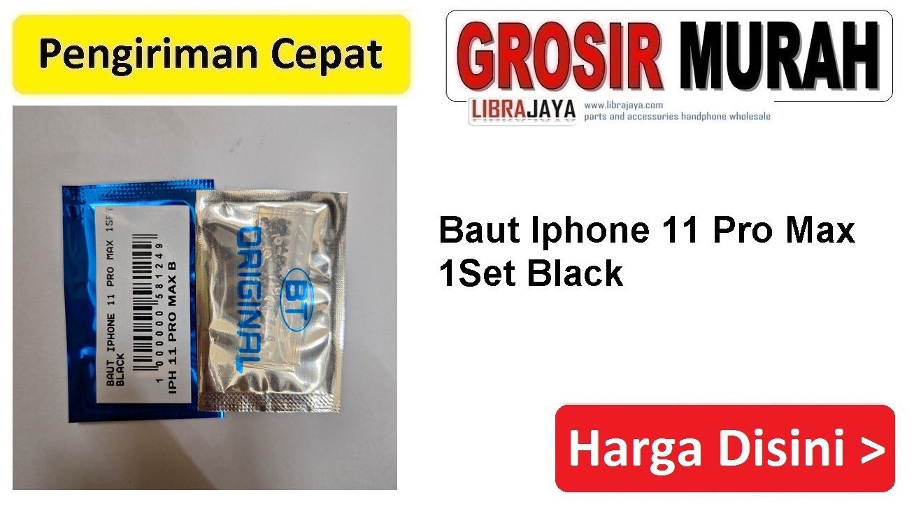 Baut Iphone 11 Pro Max 1Set Black Set bawah Screw Spare Part Hp Grosir
